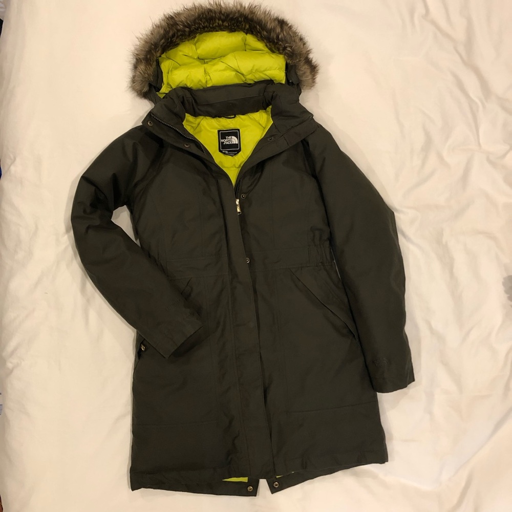 The North Face Olive Green Parka with Fur Hood